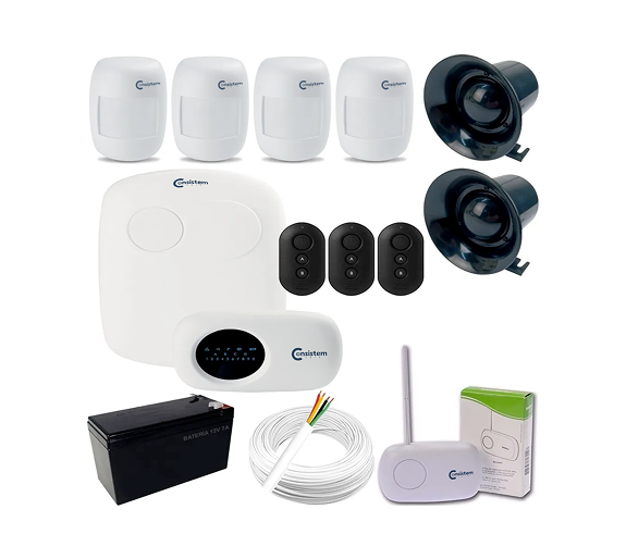 Kit Alarme com fio monitorado e não monitorado